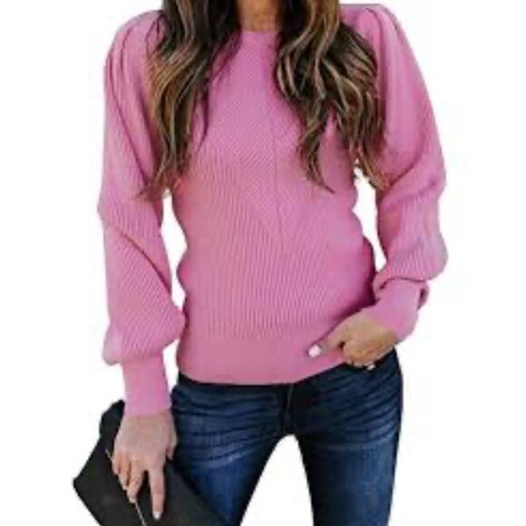 Vici Pink Bubble Over Ribbed Knit Sweater size Small - Picture 3 of 8